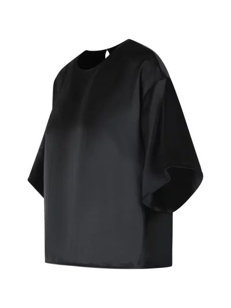 Top Simkhai din satin cu decolteu rotund negru