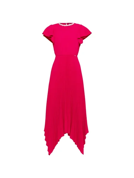 Rochie midi Nissa plisată de cristal până la genunchi roz