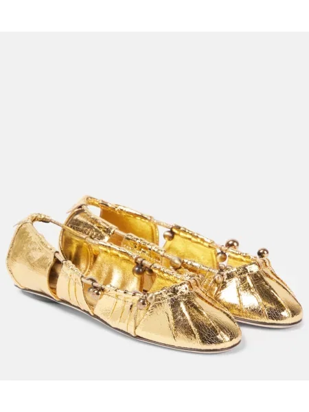 Balerini Chloé din piele auriu