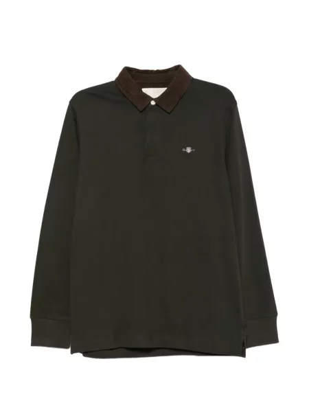 Gulerat lung tricou polo Gant de catifea cord verde