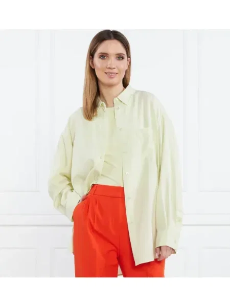 Samsøe Samsøe Cămașă LUA | Relaxed fit | cu adaos de in verde