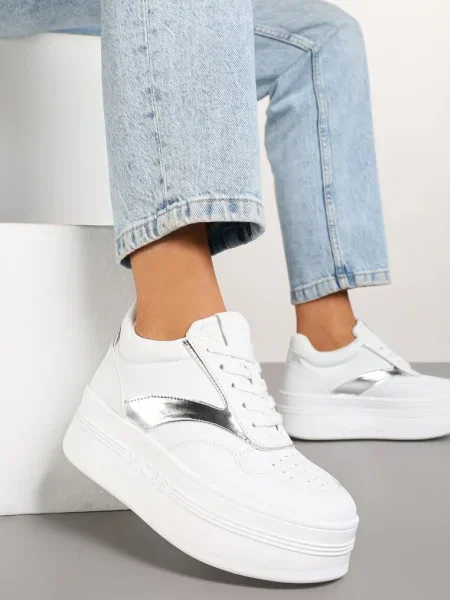Sneakers Neliawen cu argintiu alb