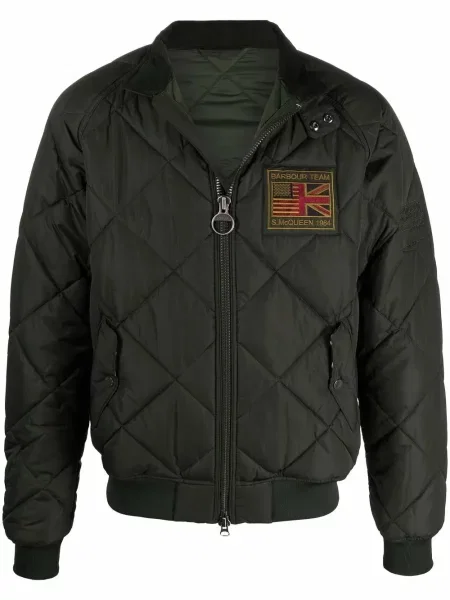 Prošívaný bunda Barbour s autogramem zelená
