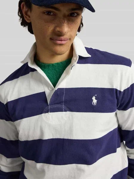 Bluza z kołnierzykiem w kontrastowym kolorze Polo Ralph Lauren granatowa
