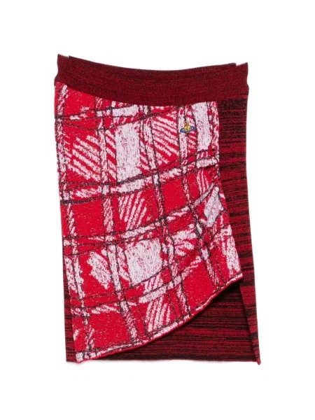 Fusta mini Vivienne Westwood în carouri asimetrică roșu