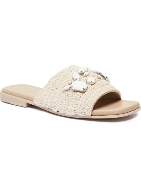 INUIKII Papucs WOVEN STRAP STONES bőr hozzáadásával fehér