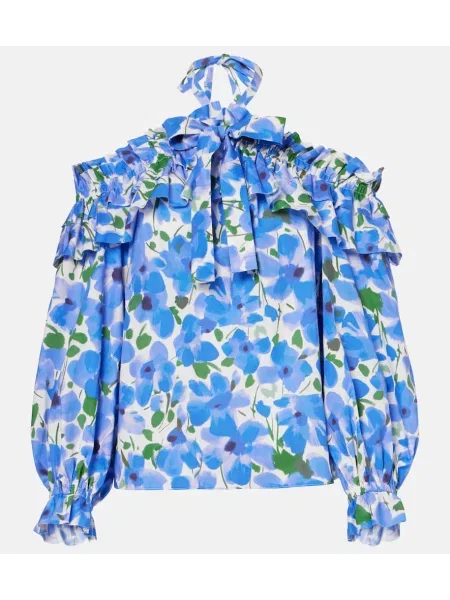 Top Carolina Herrera cu model floral albastru