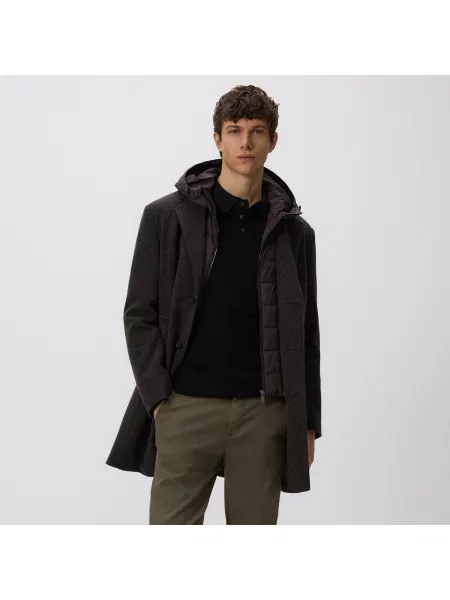 Reserved Kabát s kapucí tmavě hnědá