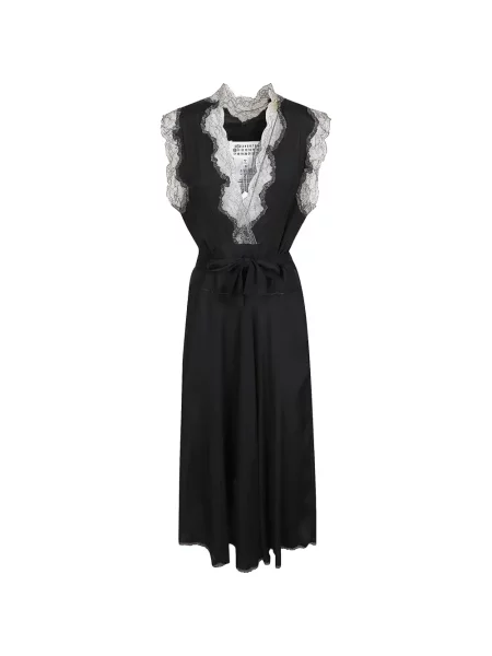 Rochie midi Maison Margiela din dantelă negru