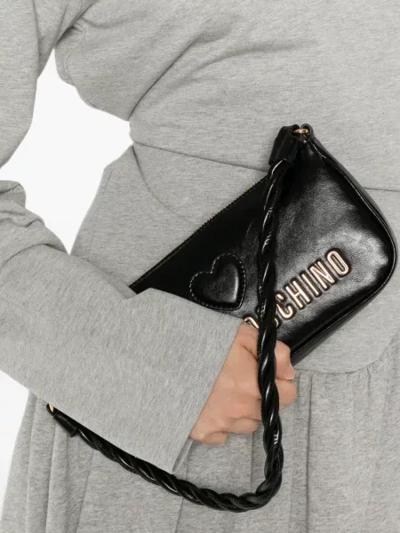 Geantă Love Moschino cu motiv cu inimi cu autograf negru
