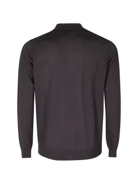 Lung tricou polo Paolo Pecora de lână maro