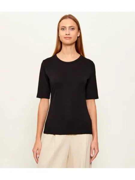 BOSS BLACK Tricou EVYTA cu adaos de mătase negru