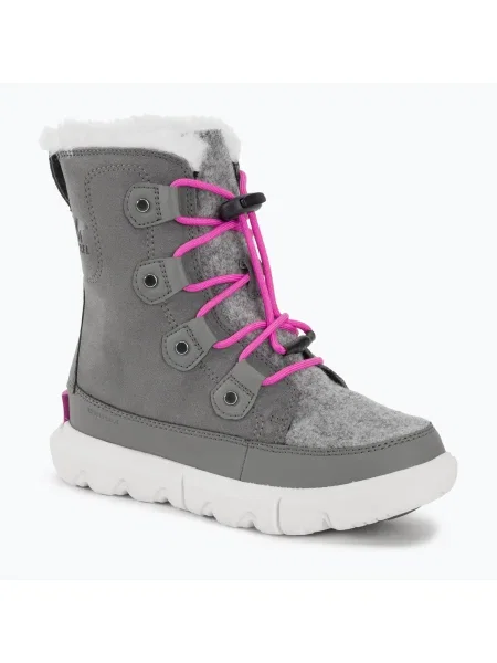 Sorel Sorel Explorer Lace каменоломна/ярка лавандула юношески ботуши за сняг сиво