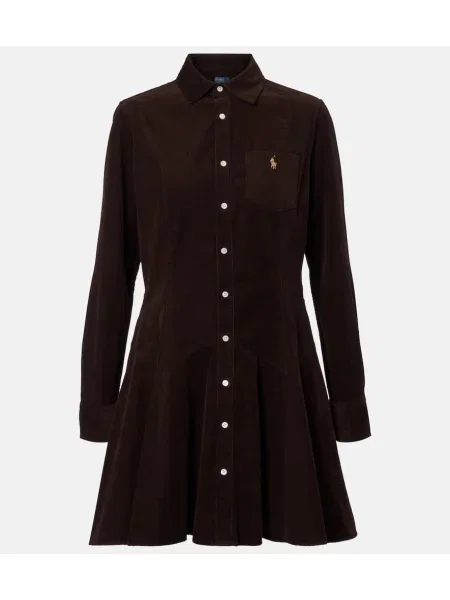 Rochie tip cămașă Polo Ralph Lauren de catifea cord de costum maro