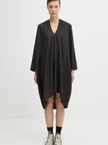 Svilena haljina Visvim ruana dress l/s mini oversize crna