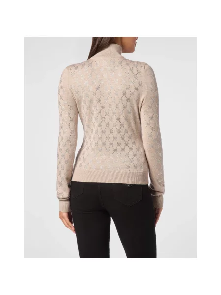 Sweter Philipp Plein wełniany z dżetami beżowy