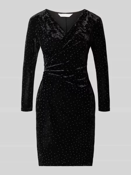 Sukienka o długości do kolan z dekoltem w serek Apricot czarna