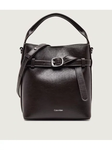 Geanta crossbody Calvin Klein din piele cu cataramă maro