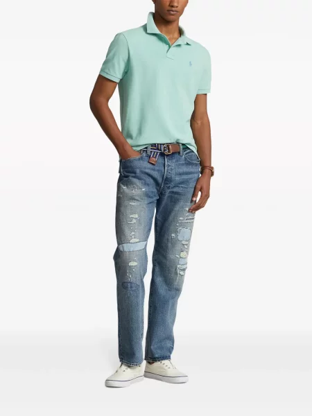 Prugasta polo majica Polo Ralph Lauren puplin s printom zelena