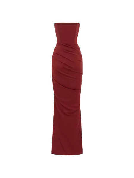 Rochie maxi Alex Perry drapată fără bretele roșu