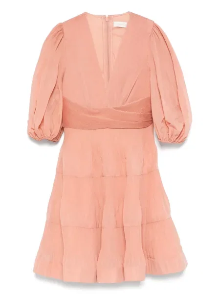 Rochie mini Zimmermann plisată de costum roz