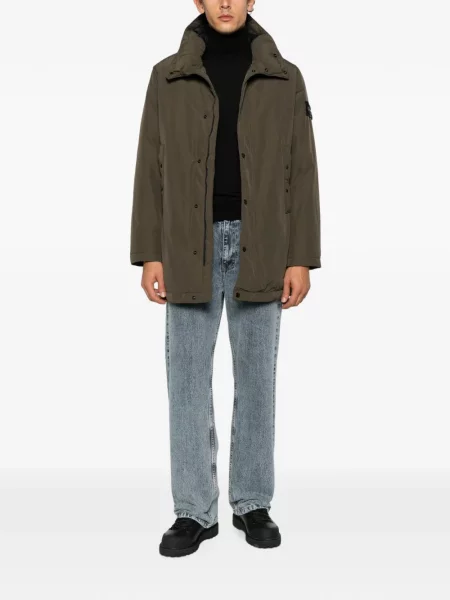 Geacă Stone Island cu glugă cu strasuri verde