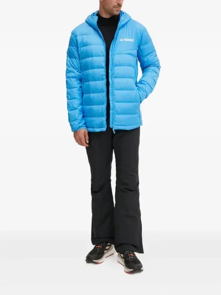 Pruhovaná džínová bunda Adidas s kapucí černá