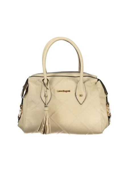 Lniana torebka Laura Biagiotti beżowa