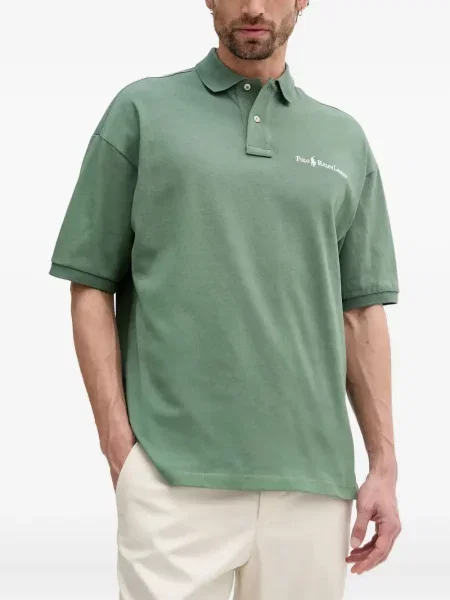 Tricou polo Polo Ralph Lauren cu broderie cu glugă din piele negru