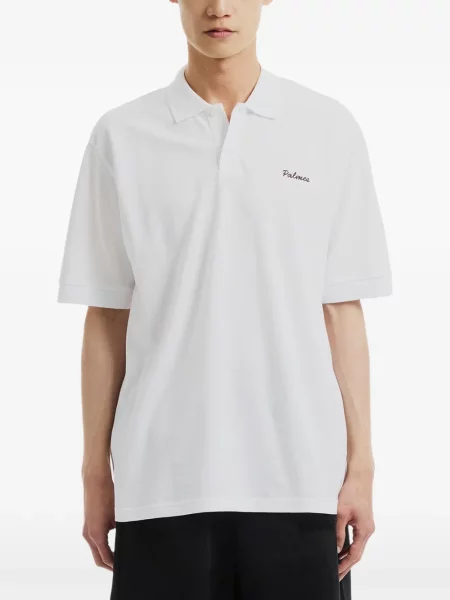 Tricou polo Palmes cu broderie alb