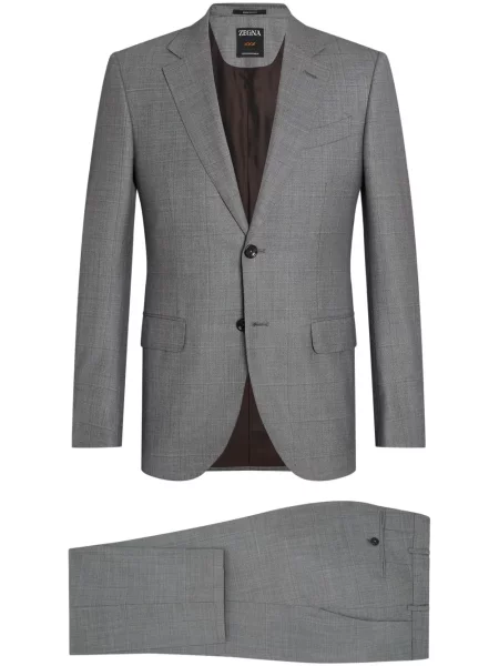 Vuneni odgovarati odijelo Zegna siva