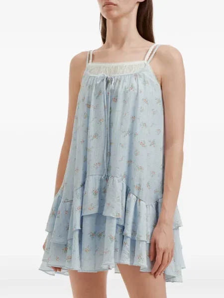 Rochie mini B+ab cu model floral cu imagine albastru