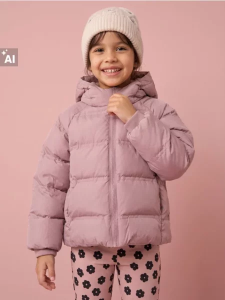 Sinsay Prošívaná puffer bunda s kapucí Jiné