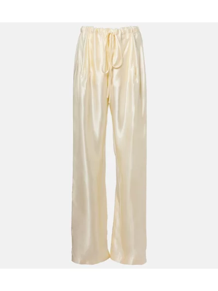 Pantaloni Khaite din satin alb