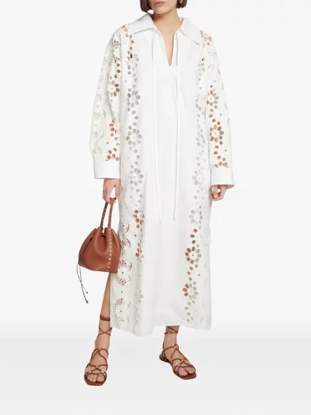 Rochie midi Valentino Garavani cu broderie alb