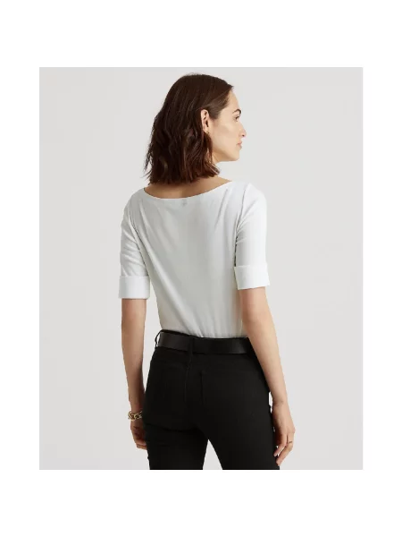 Koszulka Lauren Ralph Lauren z dekoltem w łódkę biała