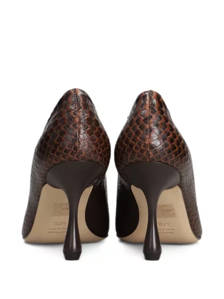 Pantofi cu toc Anna F. cu model piele de șarpe maro