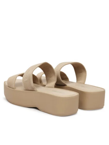 Calvin Klein Šľapky Flatform Sndl Webbing béžová