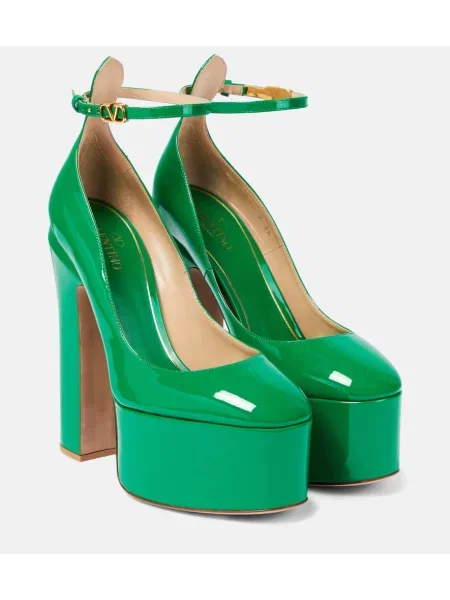 Usnjene salonarji Valentino Garavani s platformo zelena
