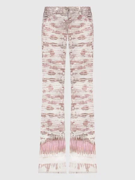 Джинси в анімалістичний принт з логотипом Roberto Cavalli білі