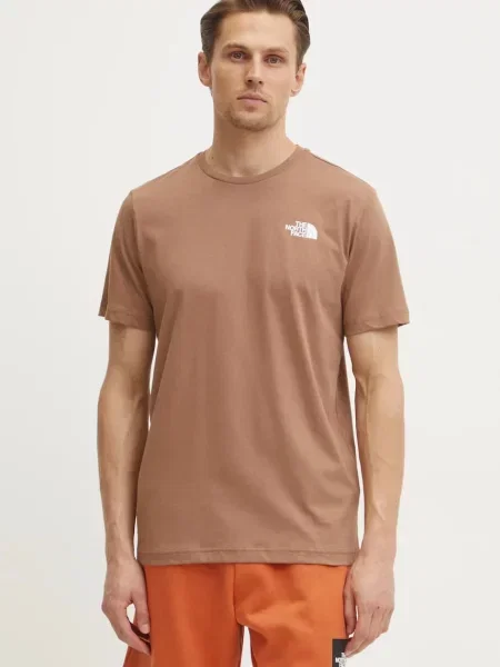 The North Face t-shirt Redbox z nadrukiem brązowy