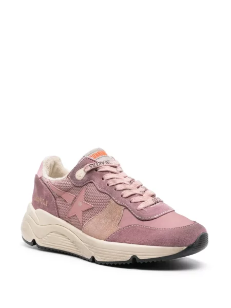 Nėriniuotos bėgimas bėgimo bateliai Golden Goose Running Sole su raišteliais rožinė