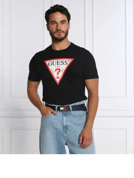GUESS Tricou TRI LOGO negru