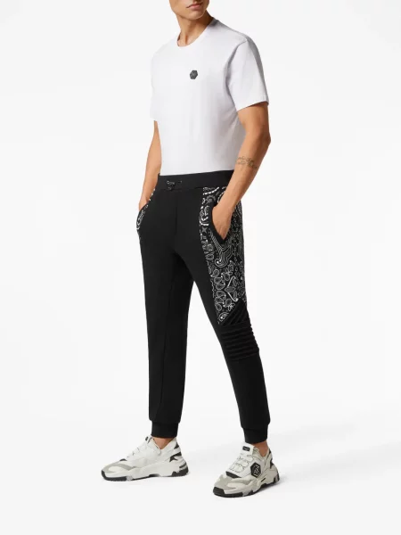 Raštuotos kelnės Philipp Plein su paisley raštu juoda
