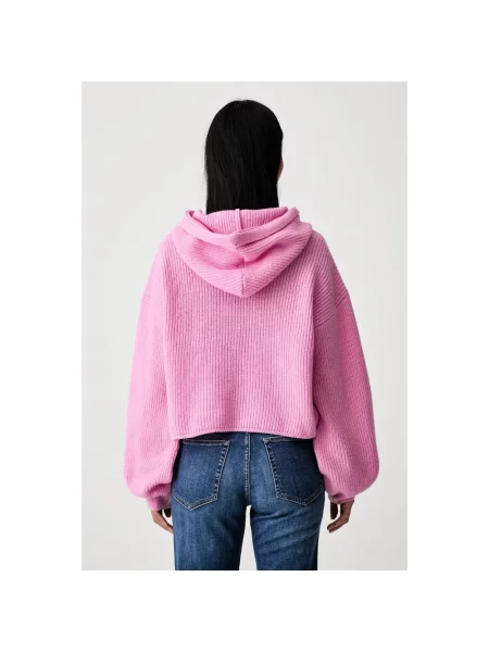 Bluza z kapturem Msgm wełniana z kapturem różowa