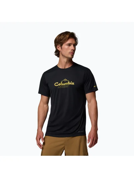 Tricou pentru bărbați Columbia Zero Rules Light Graphic Crew black/scripted peaks negru