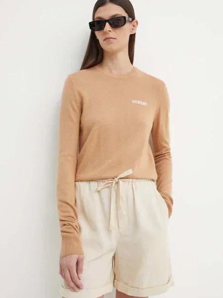 Svetr z vlněné směsi Lance TT Soft Wool Blen hnědý