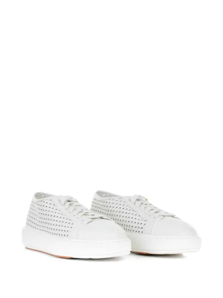 Sneakerși Santoni din piele alb