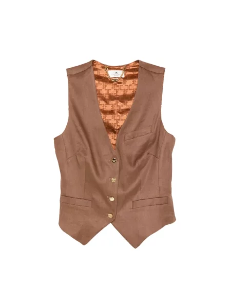 Lniana kamizelka Elisabetta Franchi brązowa