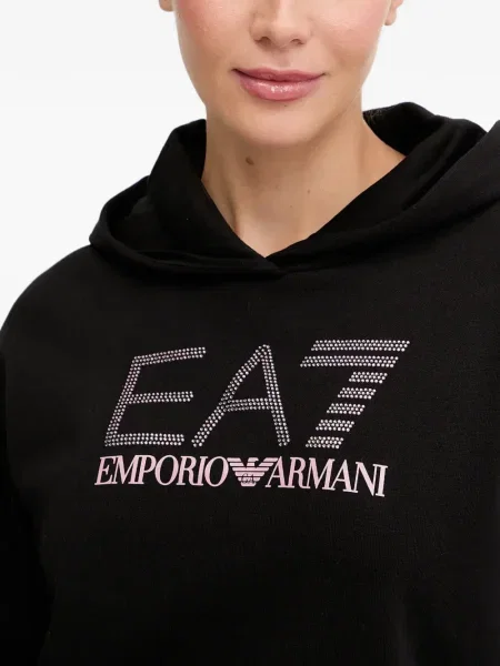 Hanorac cu glugă Ea7 Emporio Armani cu imagine negru